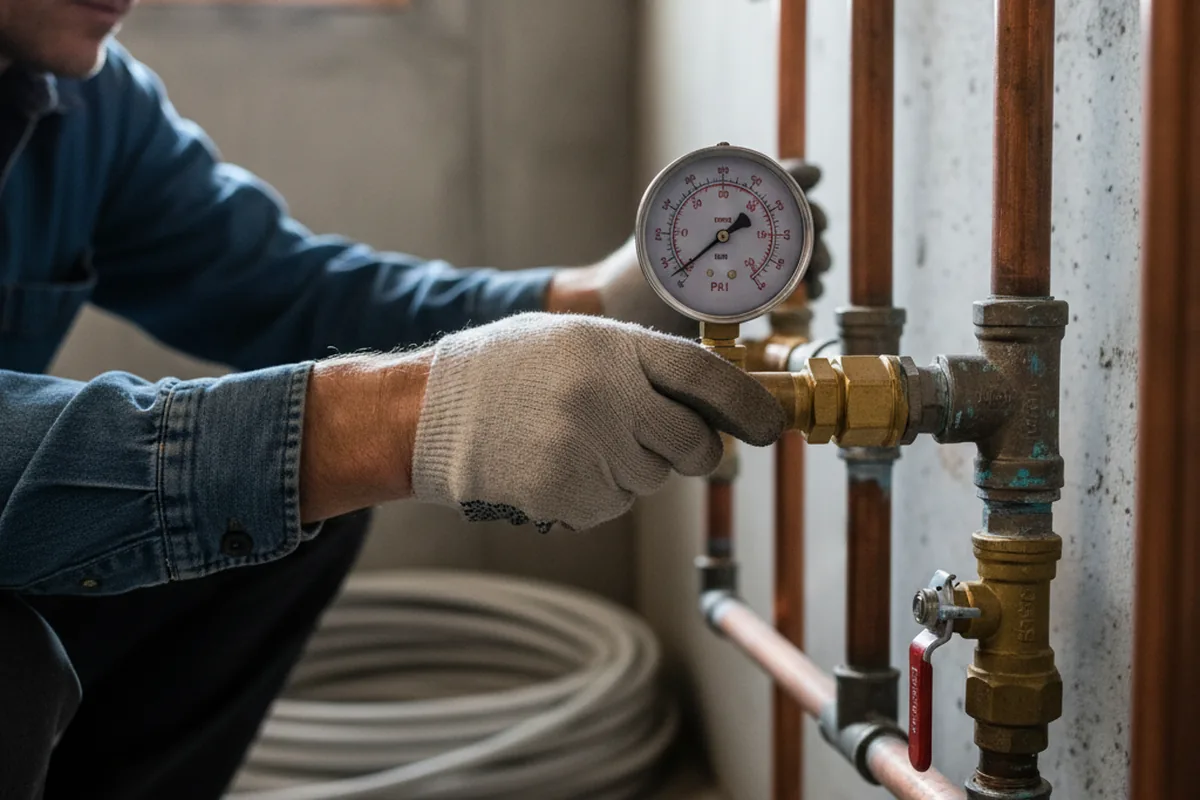 Pressure testing a repaired line during Water Line Repair in South Londonderry