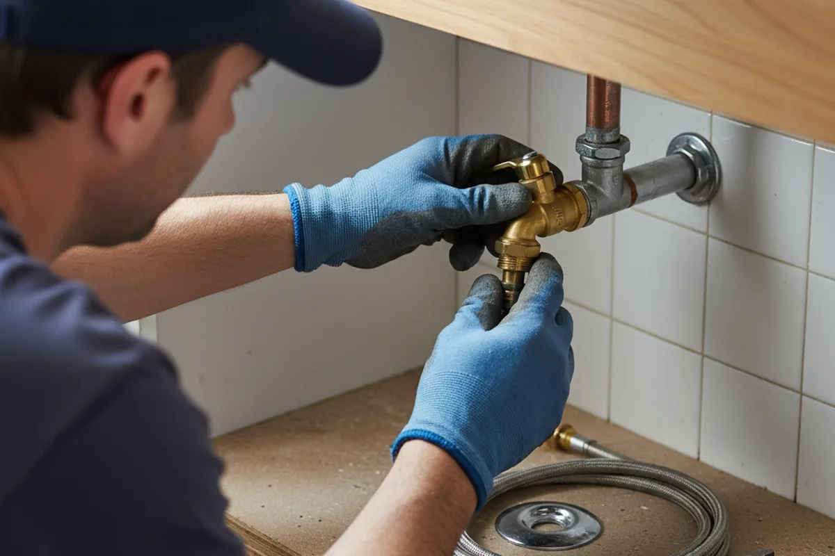 Shutoff valve and fitting work during Burst Pipe Repair in South Londonderry